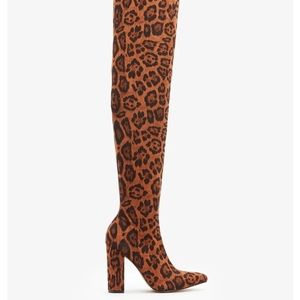 EXPRESS Over the Knee Sock Boots in Cheetah Print